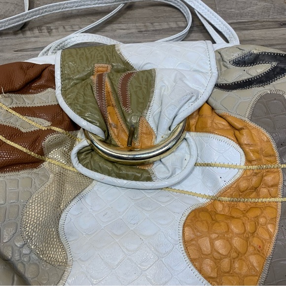 VTG Fifth Avenue Patchwork Mixed Media Large Shoulder Bag Made USA - Picture 5 of 12